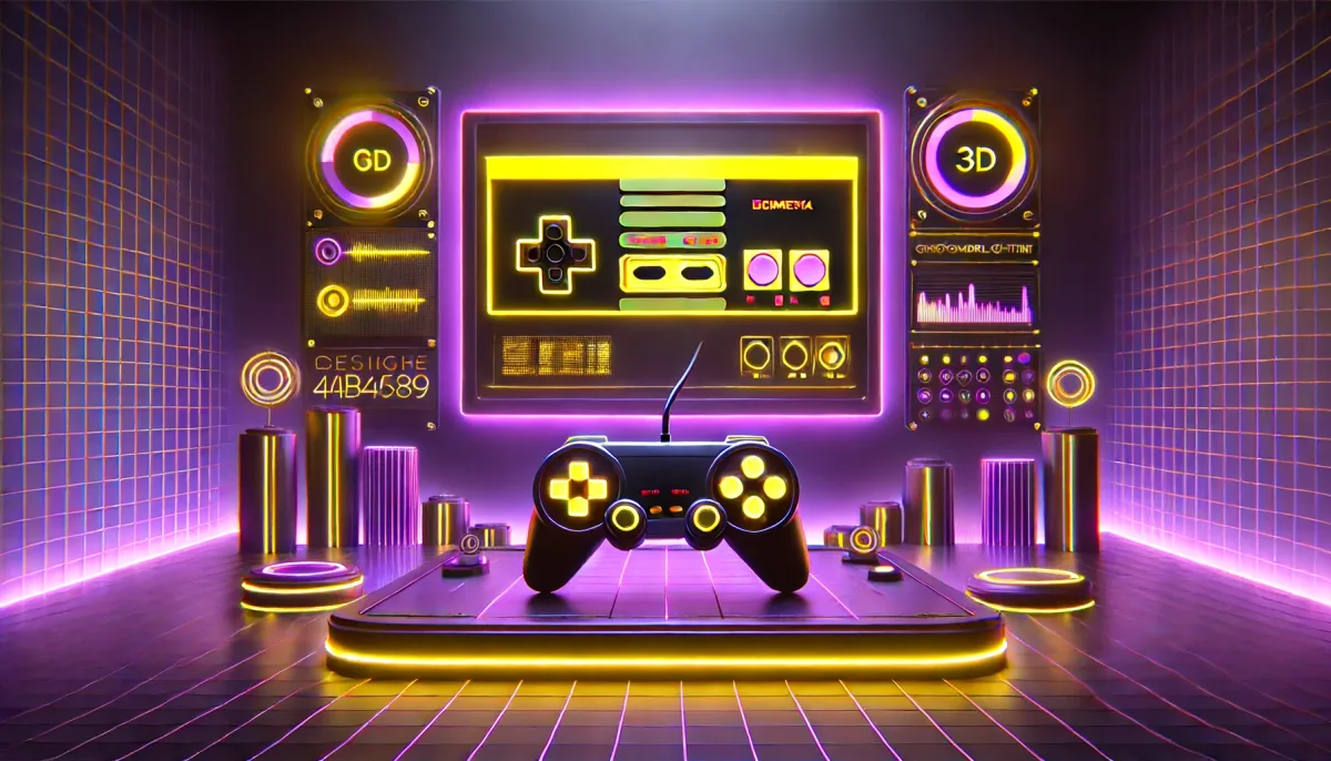 neon 3D video game interface